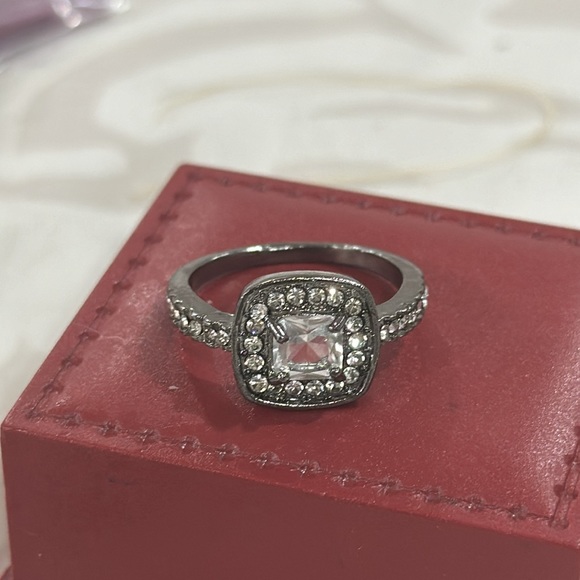 White Square Zircon Black Gold Bridal Ring Jewelry Gift Size 10 - Picture 1 of 9